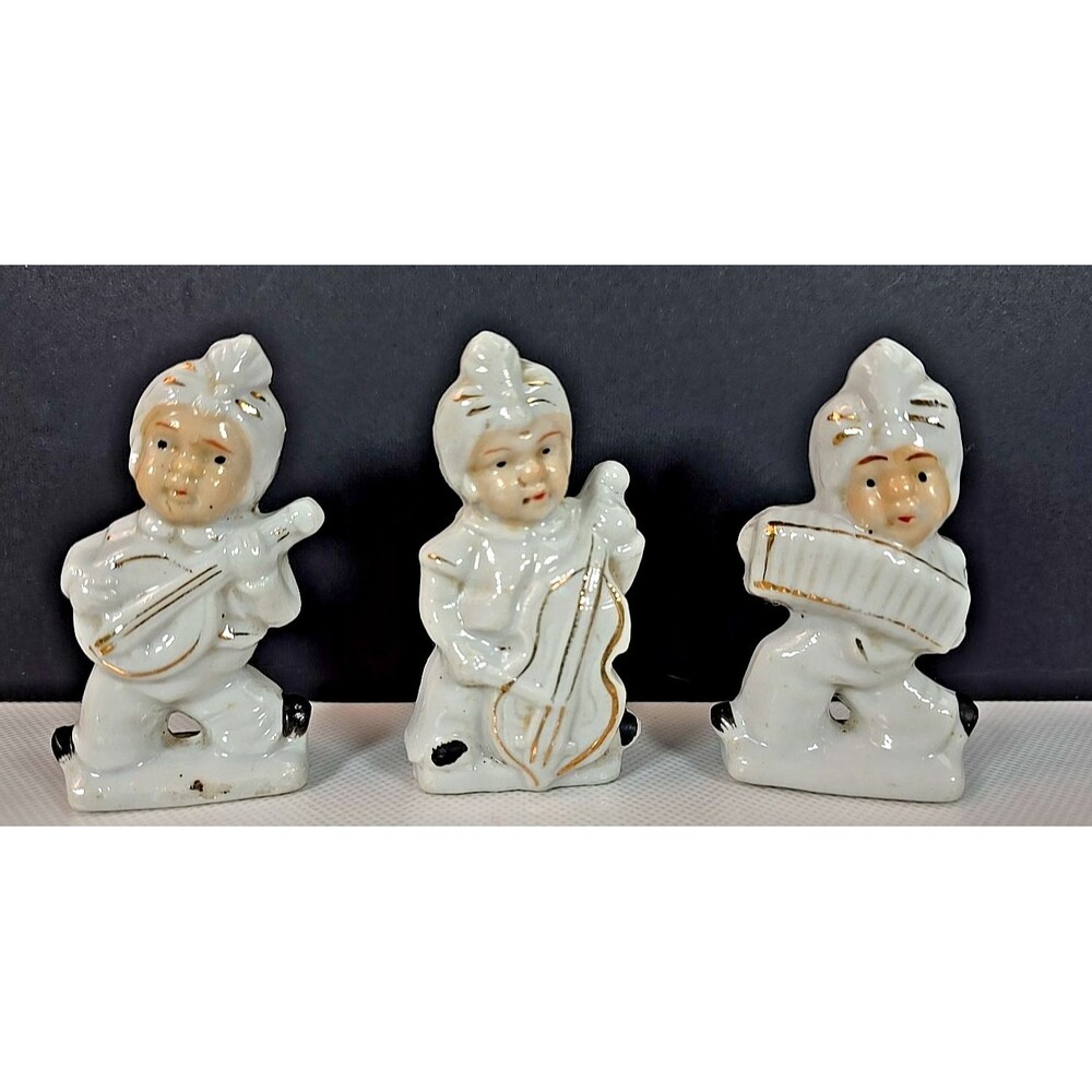 Vintage Sultan Musician's Band Figures w Instruments Set of 3, Made in Japan